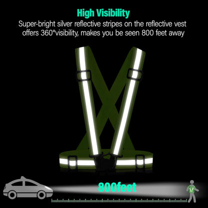 Reflective Vest Running Gear, 2Pack High Visible Safety VES for Cycling Jogging Running Walking, Adjustable for Men Women