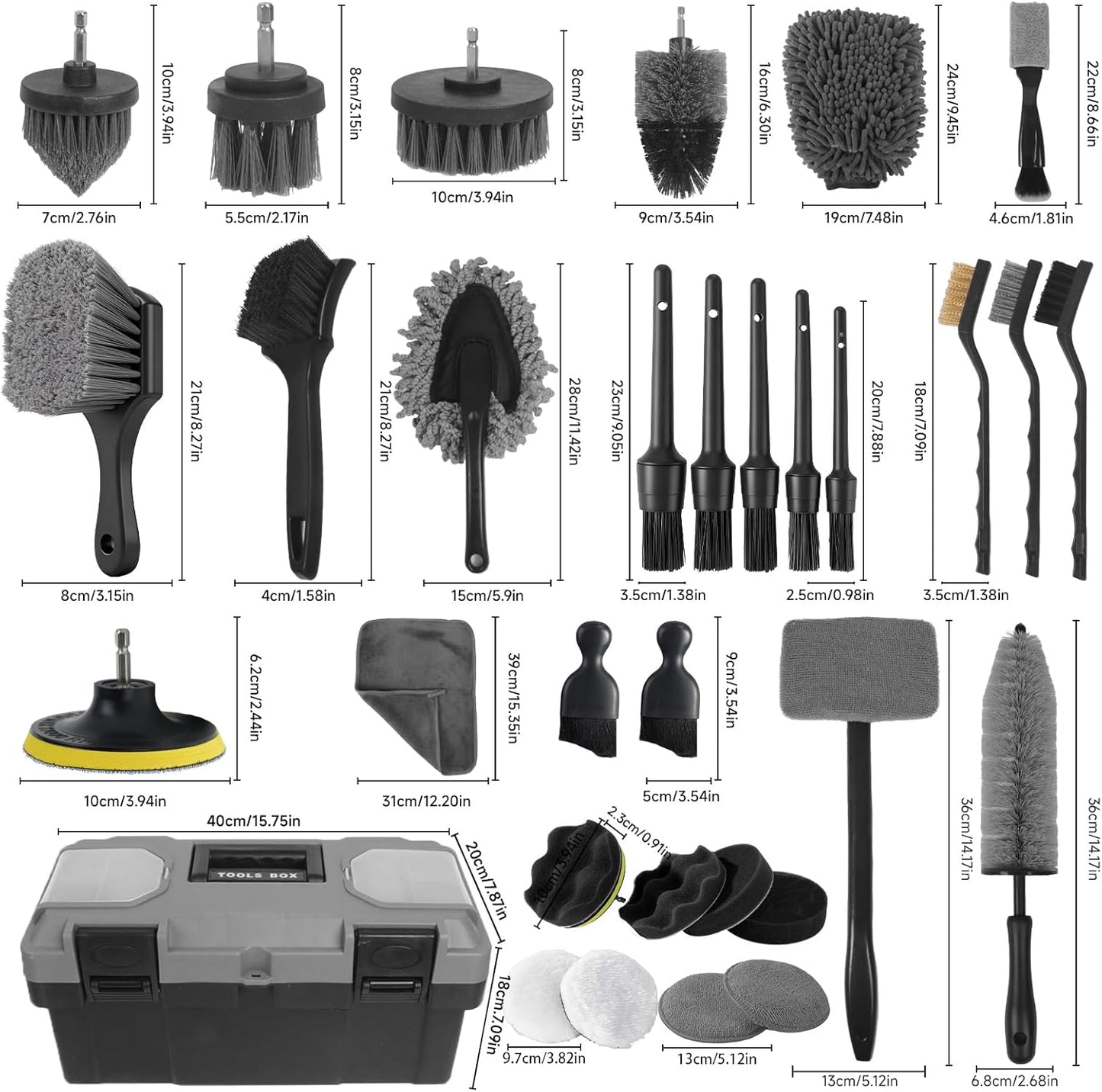 36Pcs Car Detailing Kit, Car Detailing Brush Set, Car Cleaning Kit, Auto Detailing Tools for Interior Exterior Wheels, Professional Car Wash Accessories with Windshield Cleaning Tool and Storage Box