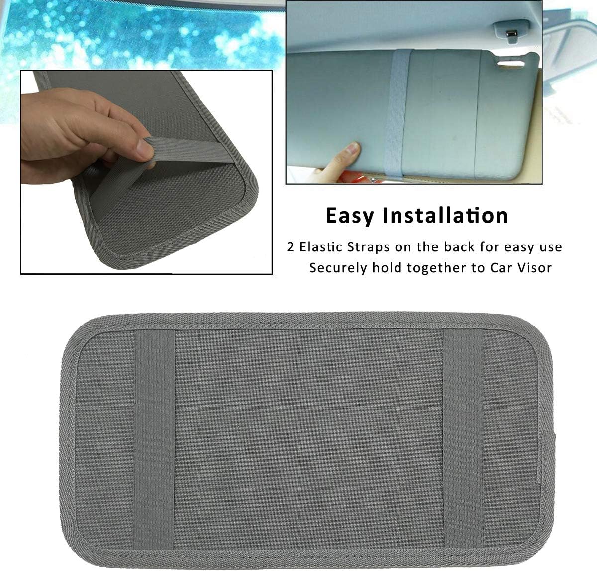 Car Sun Visor Organizer, Auto Visor Holder Interior Accessories Pocket Organizer - Car Registration Holder Document Storage Pouch Pen holder - Grey