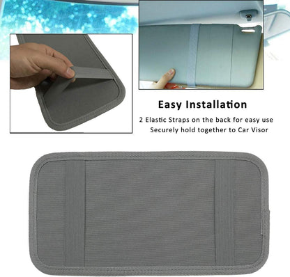 Car Sun Visor Organizer, Auto Visor Holder Interior Accessories Pocket Organizer - Car Registration Holder Document Storage Pouch Pen holder - Grey