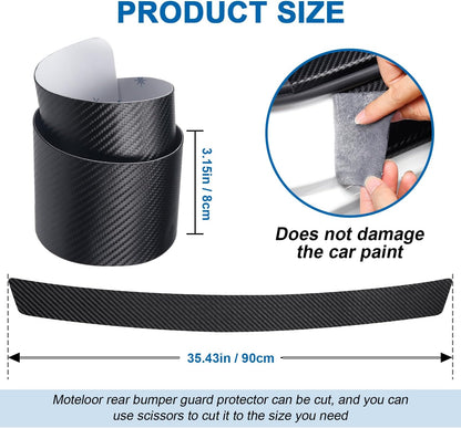 Soft & Bendable Rear Bumper Guard Protector 37.4" x 2.56" - Carbon Fiber Leather Anti-Scratch Strip for SUV/Trunk | Flexible But NOT Stretchable | Trim to Fit