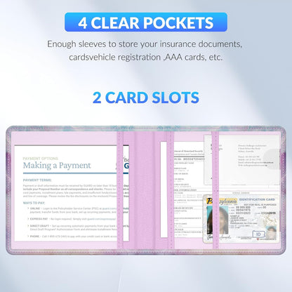 Car Registration and Insurance Card Holder，Vehicle Glove Box Car Organizer，Accessories Case for Storing Driving Licences, Cards, Documents