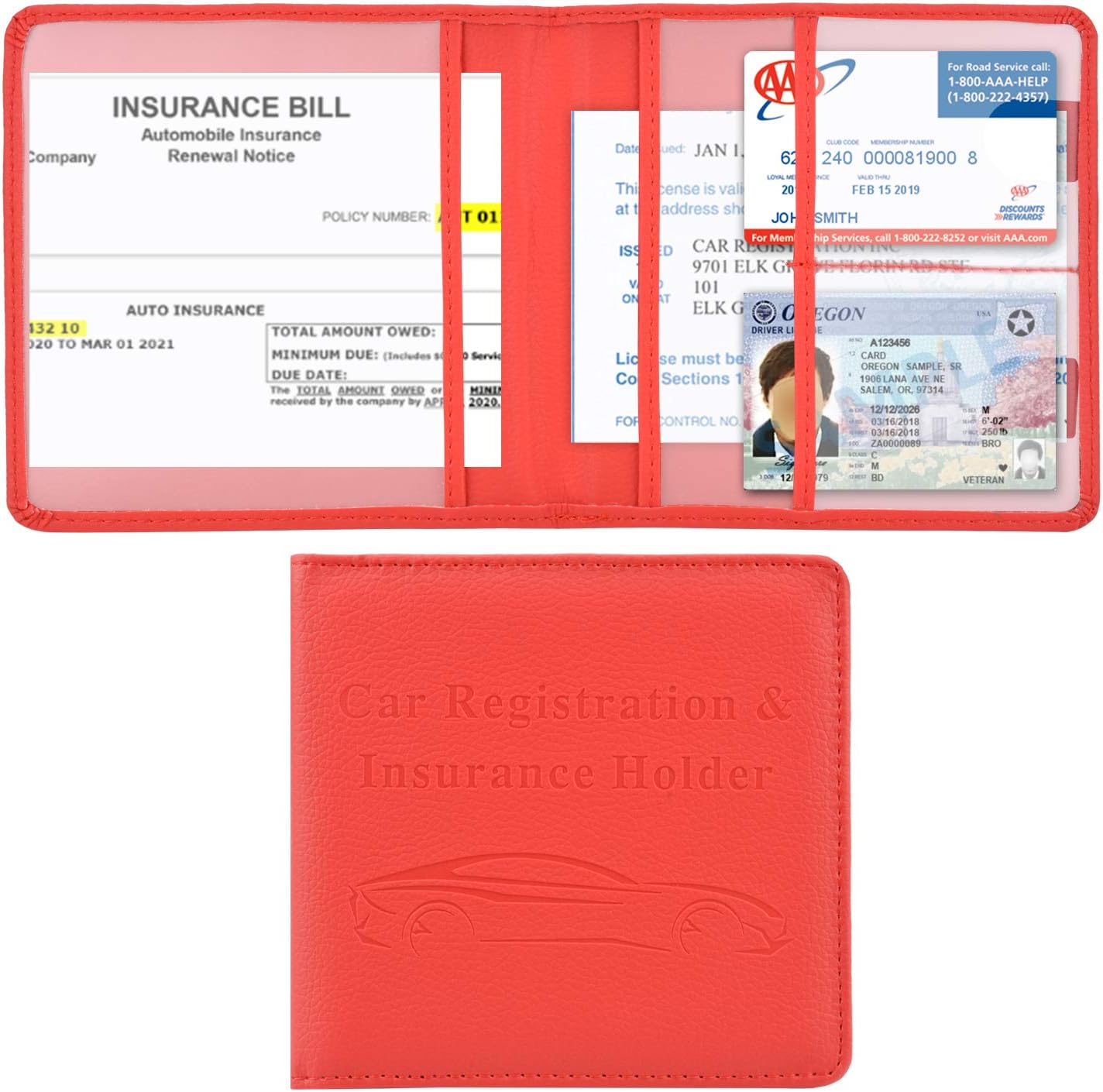 Car Registration and Insurance Holder, Car Accessories Vehicle Glove Box Car Organizer Women Wallet Case for Cards, Essential Document, Driver License by Cacturism, Pink | for Cards