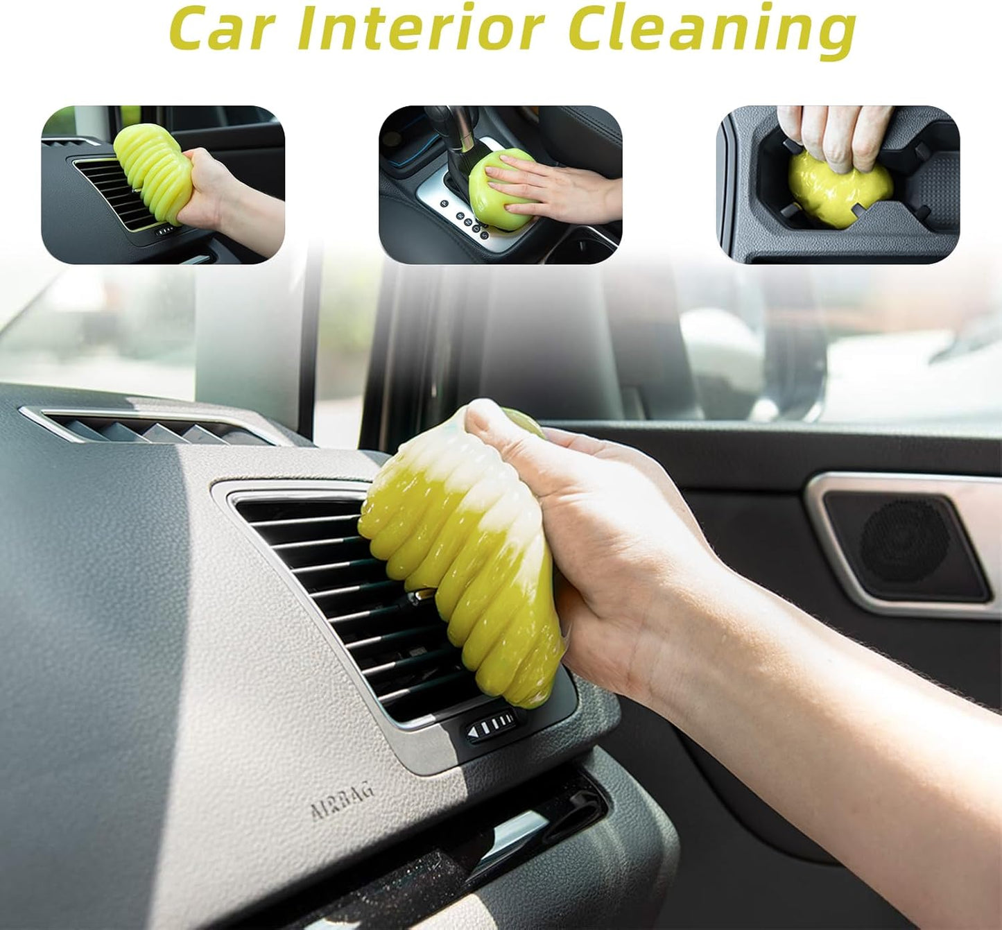 ASFSKY Car Cleaning Gel for Car Detailing Car Cleaning Gel Putty Reusable Keyboard Cleaner Gel Car Putty for Cleaning Dust Universal Cleaning Gel 5 Pack(Green)