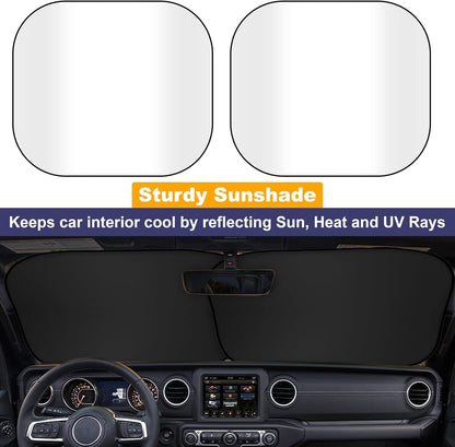 EcoNour 2 Piece Foldable Car Windshield Sun Shade – UV & Heat Protection, Interior Cooling, Durable Upgraded Design, Easy Fold, Front Window Sunshade - Medium (31" L x 28" W)