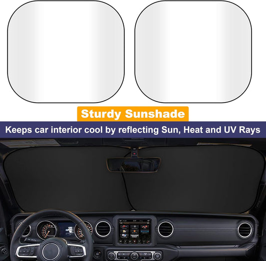 EcoNour 2 Piece Foldable Car Windshield Sun Shade – UV & Heat Protection, Interior Cooling, Durable Upgraded Design, Easy Fold, Front Window Sunshade - Medium (31" L x 28" W)