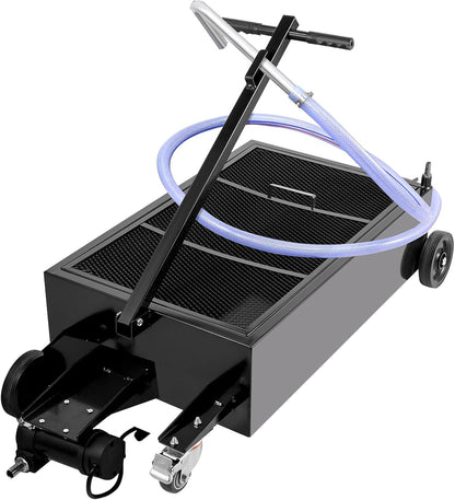 VEVOR Low Profile Oil Drain Pan, 17 Gal Capacity, Rolling Oil Drain Pan with 110V High-Flow Electric Pump, 7.2 ft Hose & T Folding Handle, Leak-proof & Corrosion-resistant, Fit for Trucks, ATVs, Black