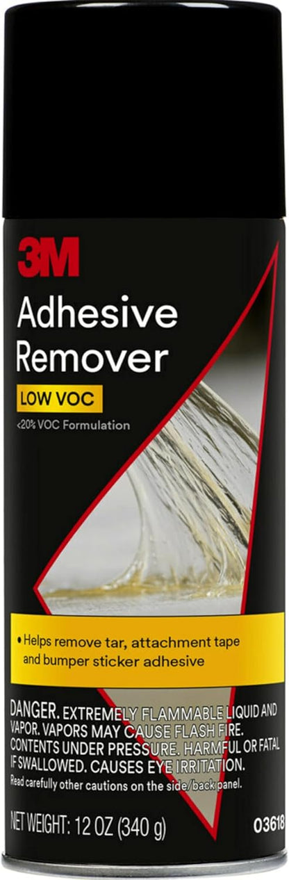 3M Adhesive Remover, 12 oz., Quickly Remove Adhesive, Attachment Tape, Tar, Wax & Adhesive Residue, Low VOC <20%, No Residue Left Behind, Easy-to-Use Formula, Also Works on Glass & Vinyl (03618VOC20)