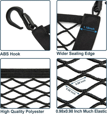 Elastic Cargo Net for SUV, Car Trunk Net Organizer with ABS Hook Storage Mesh Cargo Nets 27.5 x 19.6 inches for Truck Bed Tailgate Netting Accessories