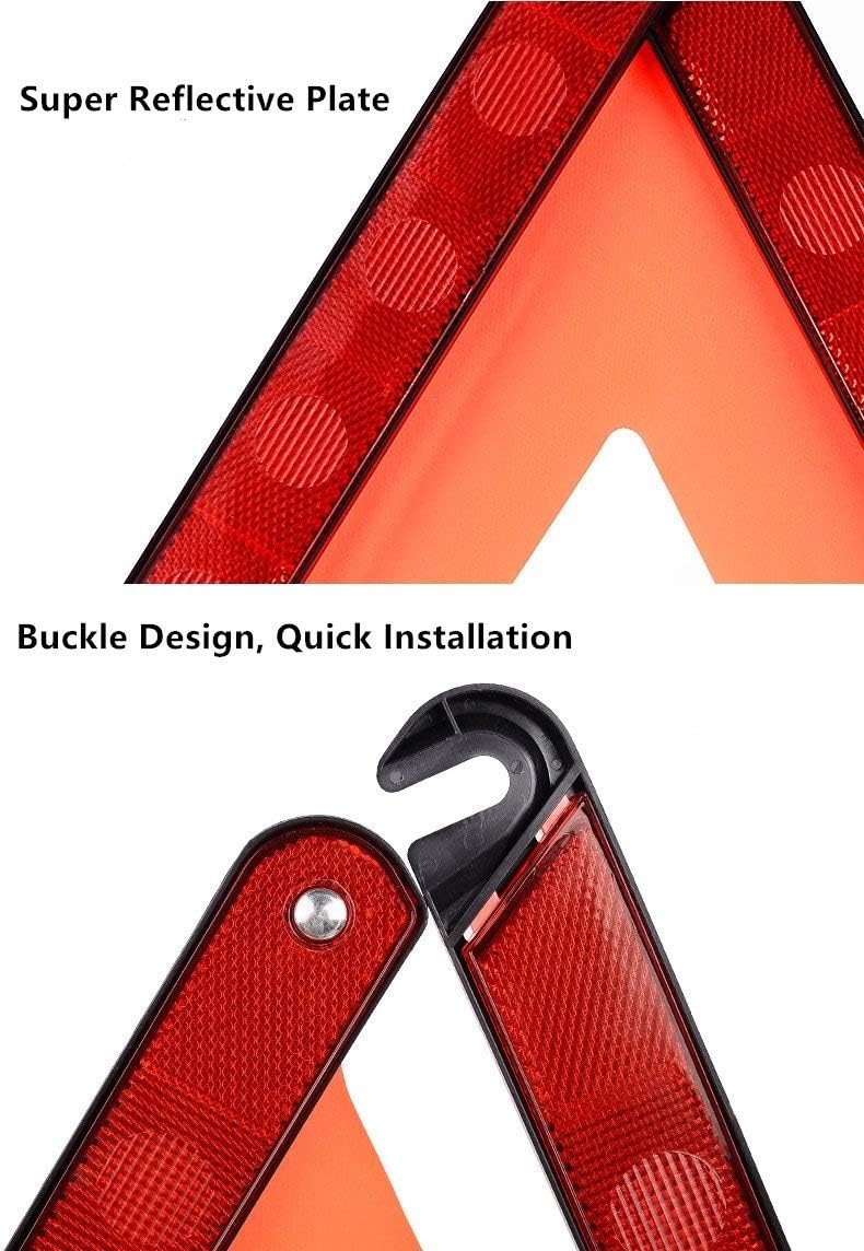 aikko Safety Triangle Kit Road Emergency Warning Reflector Roadside Reflective Early Warning Sign, Foldable 3 Pack of Emergency Car Kit