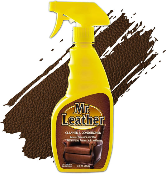 Cleaner and Conditioner - Safe for All Leather & Vinyl - Hydrate and Shine with Water-Repellent Protection for Couches, Car Interior, Shoes, and Bags (16 oz)