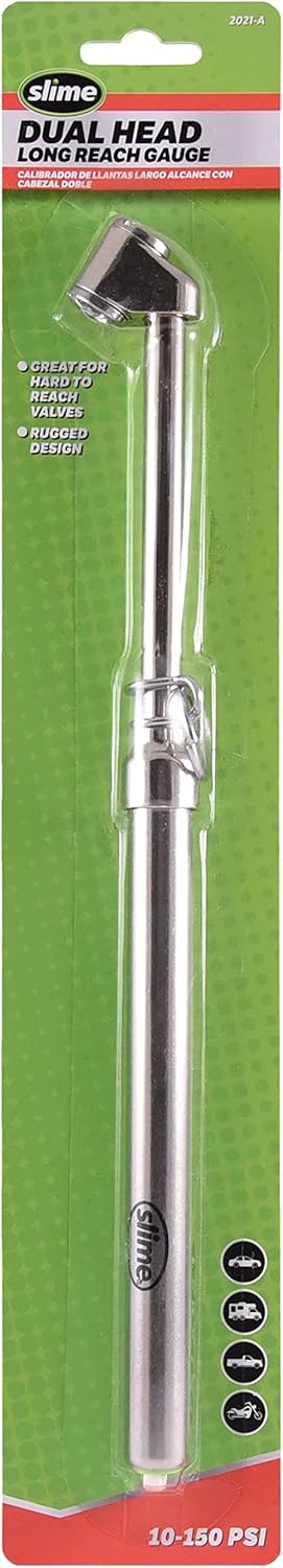 Slime 20049 Tire Pressure Gauge, Large Face Dial Analogue Gauge, 5-60 PSI