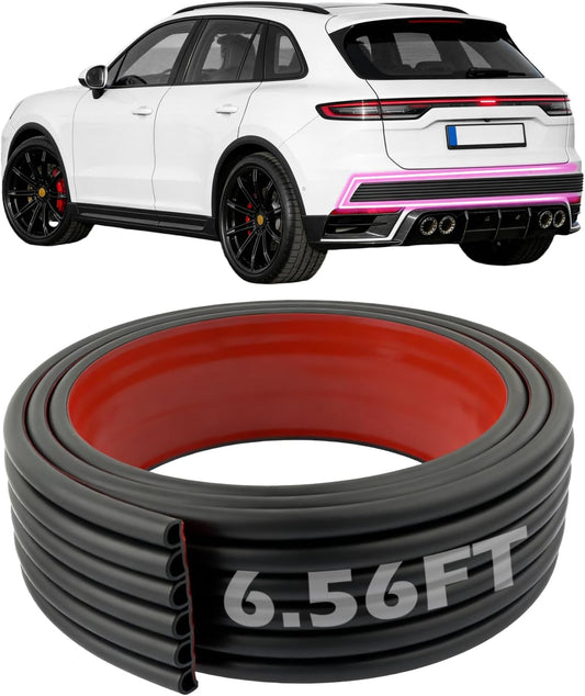 6.56Ft Car Rear Bumper Guard,Rubber Car Rear Bumper Protector Guard with 6-Hole Hollow Design & Strong Adhesive Backing,Anti-Collision Cars Bumpers Protector Cars Exterior Accessories