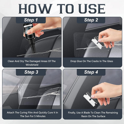 cuoct 2Pcs Windshield chip Repair kit, 2026 Latest Car Windshield Crack Repair Kit,Universal Cracks Gone Glass Repair Kit with 30ml Glass Repair Liquid 1 Towel 1 Blade 5 Curing Films