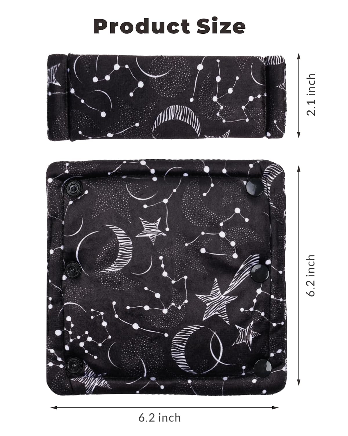 2 Pack Car Seat Belt Covers for Baby Kids, Reversible Soft Car Seat Shoulder Strap Pads, Seatbelt Cushion, Neck Strap Covers for Stroller, Carrier, Pushchair (Black Star)