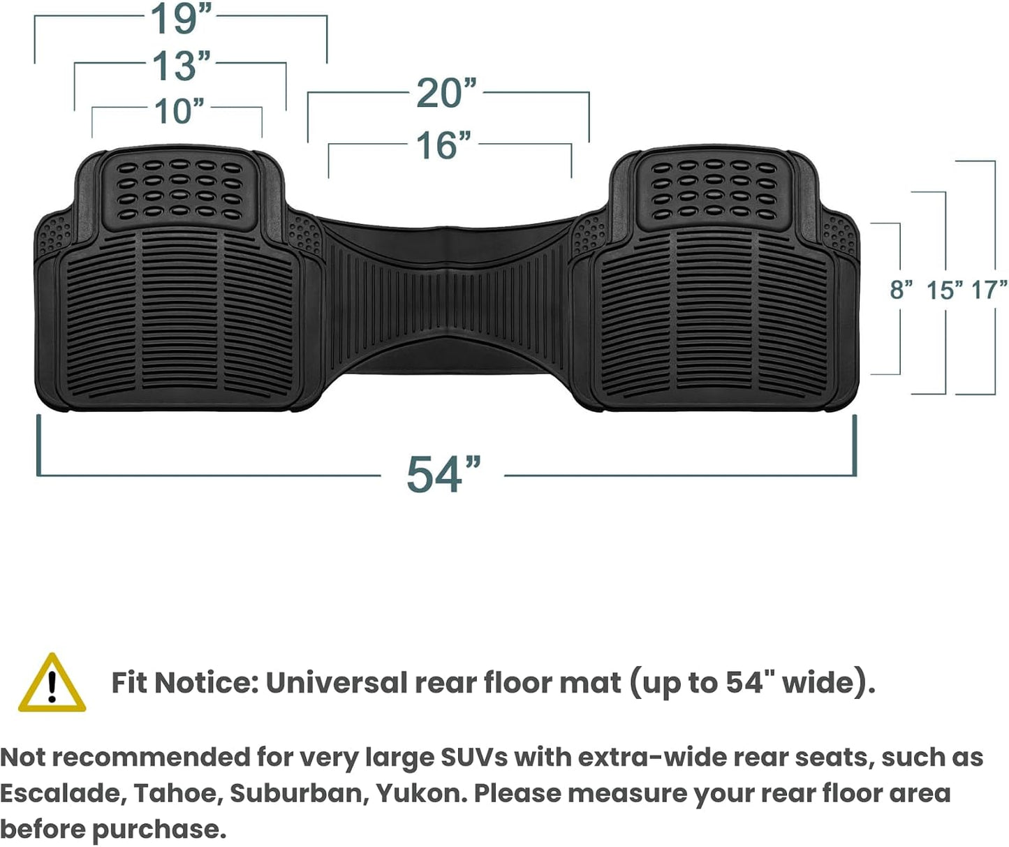 FH Group Automotive Floor Mats Solid ClimaProof for all weather protection Universal Fit Trimmable Heavy Duty fits most Cars, SUVs, and Trucks, 3pc Full Set Black