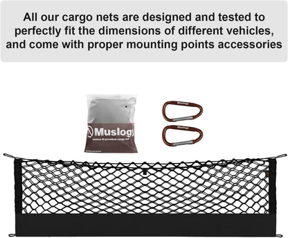 Muslogy Truck Bed Cargo Net Trunk Netting Compatible with 2023-2025 2026 Honda CR-V Accessories, Pickup Cargo Organizer SUV Sedan Storage Net w/Heavy Duty Carabiners - Colors A