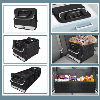 Car Trunk Organizer,Heavy Duty Collapsible 95 L Capacity Car Trunk Storage Organizer,Multi-Compartment Pockets, Adjustable Straps - Ideal for Travel, Camping, Shopping,Perfect for SUV, Truck, Sedan