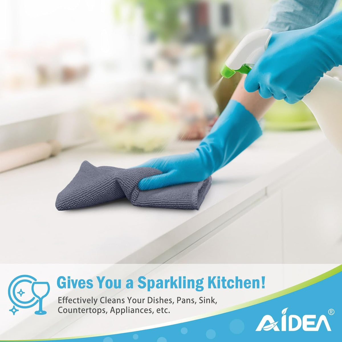AIDEA Microfiber Cleaning Cloth-12PK, Soft Microfiber Towels for Cars, Absorbent Cleaning Rags, Lint-Free Streak-Free Wash Cloths for House, Kitchen, Window(12in.x12in), Black