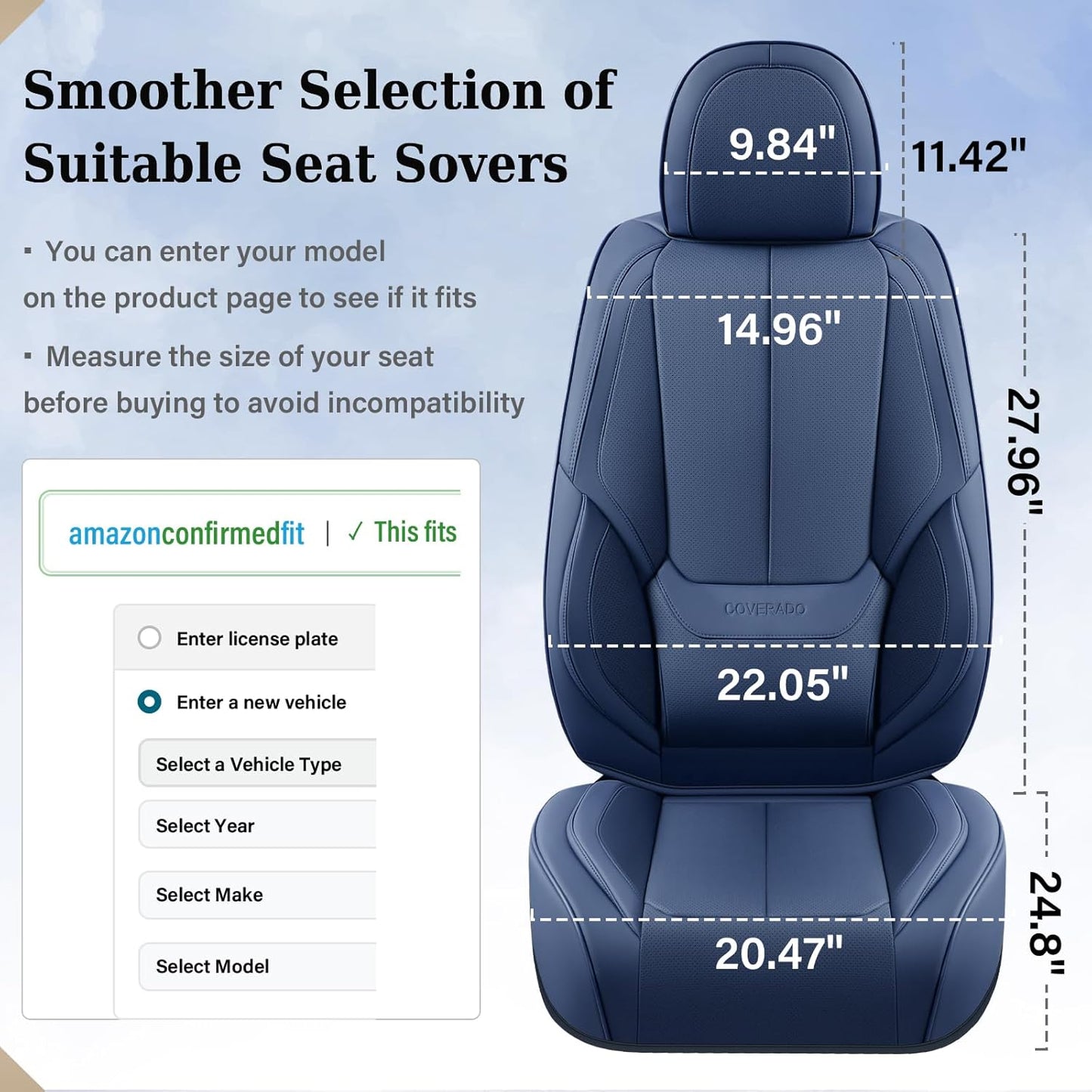 Coverado Seat Covers Full Set, Black Seat Covers for Cars 5 Seats, Car Seat Protector, Waterproof Nappa Leather Car Seat Cushion, Front and Rear Car Seat Cover Fit for Most Sedans SUV Pick-up Truck - Colors B