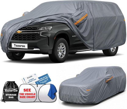 SUV Cover Waterproof All-Weather,Outdoor Full Exterior Automobiles SUV(Length 182-190 inch) with Windshield Sun Shade Universal Fit Toyota RAV4,CRV,Model Y,Q5,Size S2 (See SizeChart)