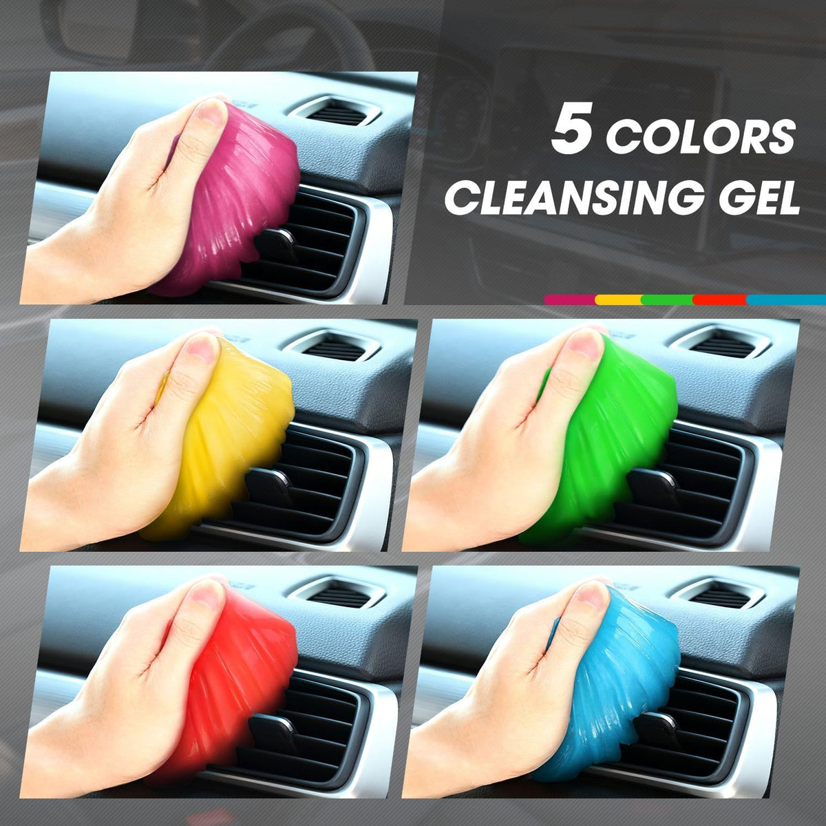 DNA MOTORING 4 Pack Car Cleaning Gels, Auto Detailing Tools Cleaning Putty Car Interior Cleaner Slime, Car Jelly Cleaner, Keyboard Cleaner, Car Cleaning Supplies, gifts for Men Women, TOOLS-00150