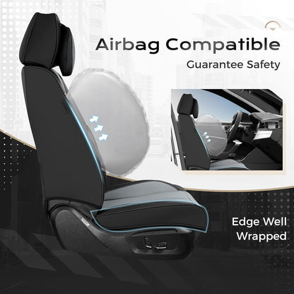 Coverado Seat Covers Full Set, Black Seat Covers for Cars 5 Seats, Car Seat Protector, Waterproof Nappa Leather Car Seat Cushion, Front and Rear Car Seat Cover Fit for Most Sedans SUV Pick-up Truck - Colors B