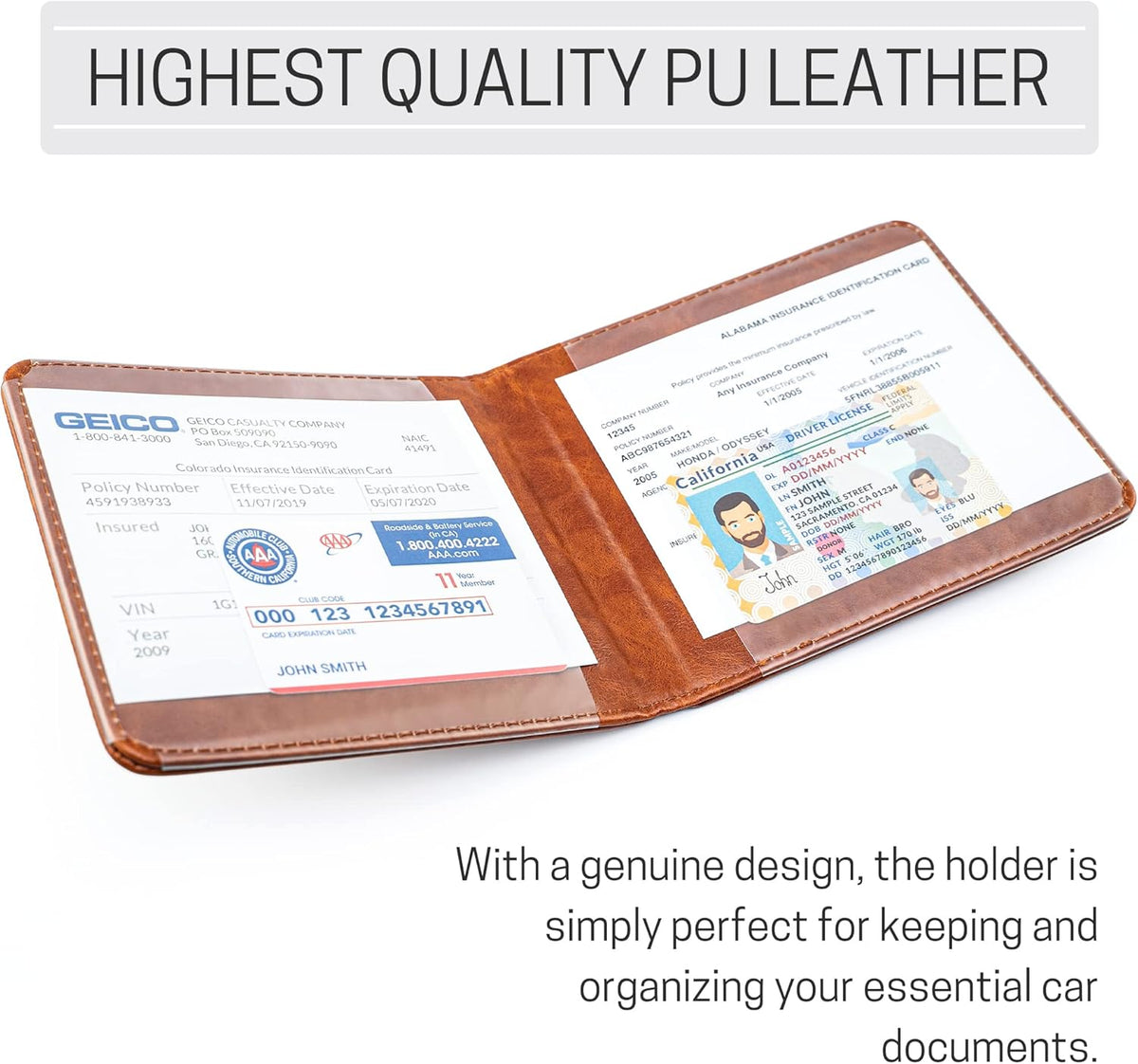 CANOPUS Car Registration and Insurance Holder, Magnetic Closure, Embossed Card Document Holder, Vehicle Glove Box Organizer, Wallet for Auto, SUV, Motorcycle, Truck, Waterproof, Car Model