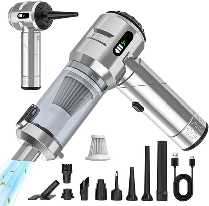 Sycoodeal Handheld Car Vacuum Cleaner, 25000PA Strong Cyclonic Suction Portable Mini Vacuum Cordless with Digital Display Lightweight Handheld for Pet Hair, Car, Home, Office, Kitchen(Silver)