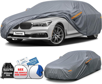 SUV Cover Waterproof All-Weather,Outdoor Full Exterior Automobiles SUV(Length 182-190 inch) with Windshield Sun Shade Universal Fit Toyota RAV4,CRV,Model Y,Q5,Size S2 (See SizeChart)