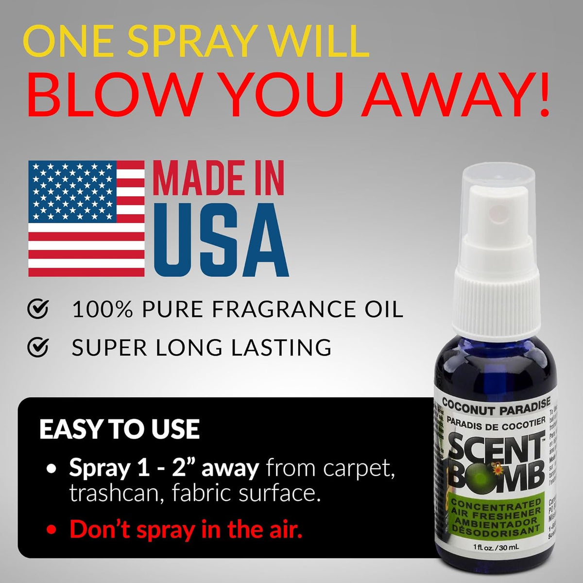 Scent Bomb Air Freshener Spray, Long-Lasting Odor Eliminator - Effective Deodorizer for Home & Car, Fresh Room Spray for Kitchen, Bathroom & Smell Neutralizer - 1 oz Pack of 4, Black Cherry Scent