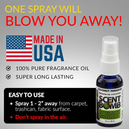 Scent Bomb Air Freshener Spray, Long-Lasting Odor Eliminator - Effective Deodorizer for Home & Car, Fresh Room Spray for Kitchen, Bathroom & Smell Neutralizer - 1 oz Pack of 4, Black Cherry Scent