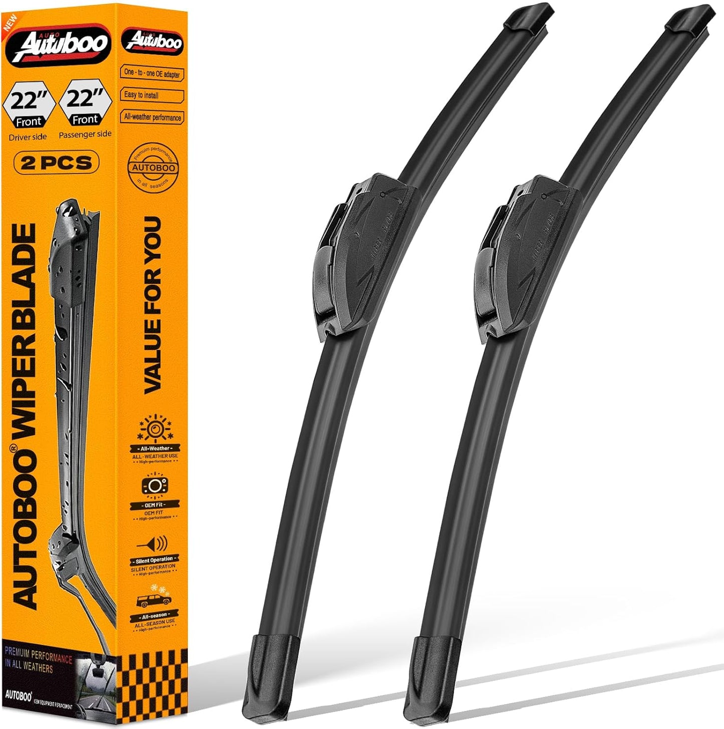 AUTOBOO 26"+19" Windshield Wipers Replacement for Tesla Model 3 2017 2018 2019 2020 2021 2022 2023 2024 2025 Model Y 2020 2021 2022 2023-2025 -Original Factory Quality (Pack of 2) - Colors B