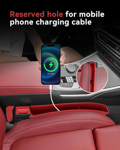 Car Seat Gap Filler, Seat Gap Organizer with Phone Holder, Car Seat Accessories, Car Organizer Fit Car SUV Truck-2PCS Black