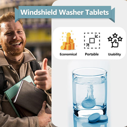 100 Pieces Car windshield washer fluid Concentrated Clean Tablets, Windshield Wiper Fluid (Winter: Use With De-icer or Methanol)