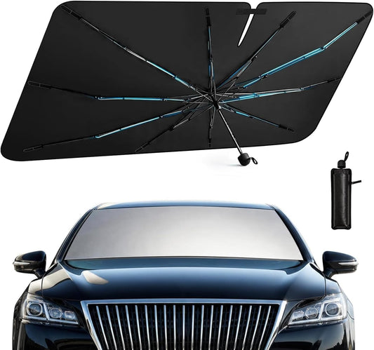 Umbrella Sunshade for Car Windshield - Windshield Sun Shade 2026 Upgraded Foldable 57"x32" - Sunshade for Car Front Window - Protect Interior & Keep Cooler Universal for Car SUV