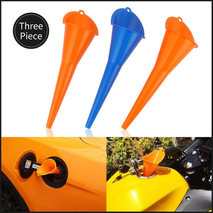 Oil Funnel 3-Pack, Multi Function Plastic Long Neck Oil Funnel - for All Automotive Oils Lubricants Engine Oils Water Diesel Fuel Kerosene