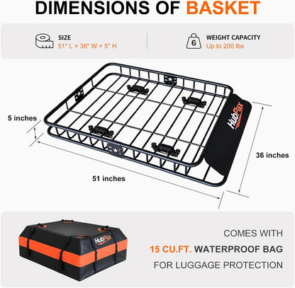 21 Cu Ft. Car Rooftop Cargo Carrier Bag Car Roof Top Bag Cargo Carrier | Fit All Vehicle with/Without Rack, Includes Anti-Slip Mat, 8 Reinforced Straps, 6 Door Hooks, Luggage Lock