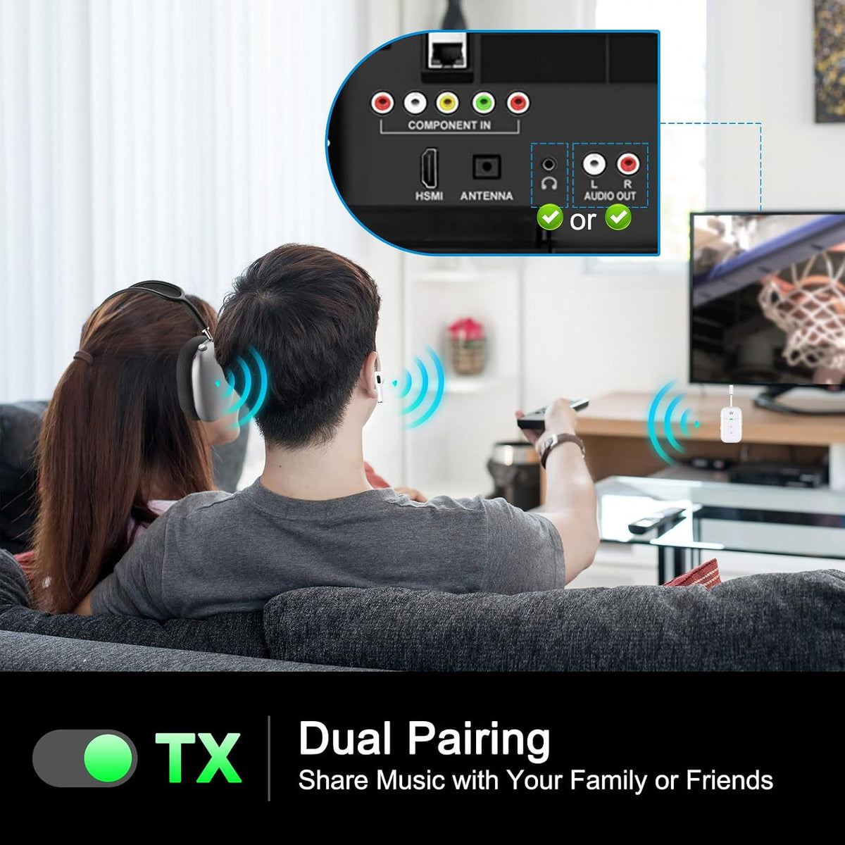 Premium Airplane Bluetooth 5.4 Transmitter Adapter,Supports 2 AirPods/Headphones 2-in-1 Bluetooth Transmitter Receiver with aptX Low Latency,Wireless Adapter for Flight,TV,Gym,Tablets Car Stereo
