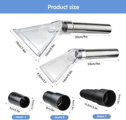 Universal Clear Vacuum Extraction Accessory with 1-1/4“,1-7/8” and 2-1/2” Adapter,Compatible with All Shop Vac Extractor,Wet Dry Vacuum Cleaner Attachments for Upholstery,Carpet Cleaning,Car Detailing