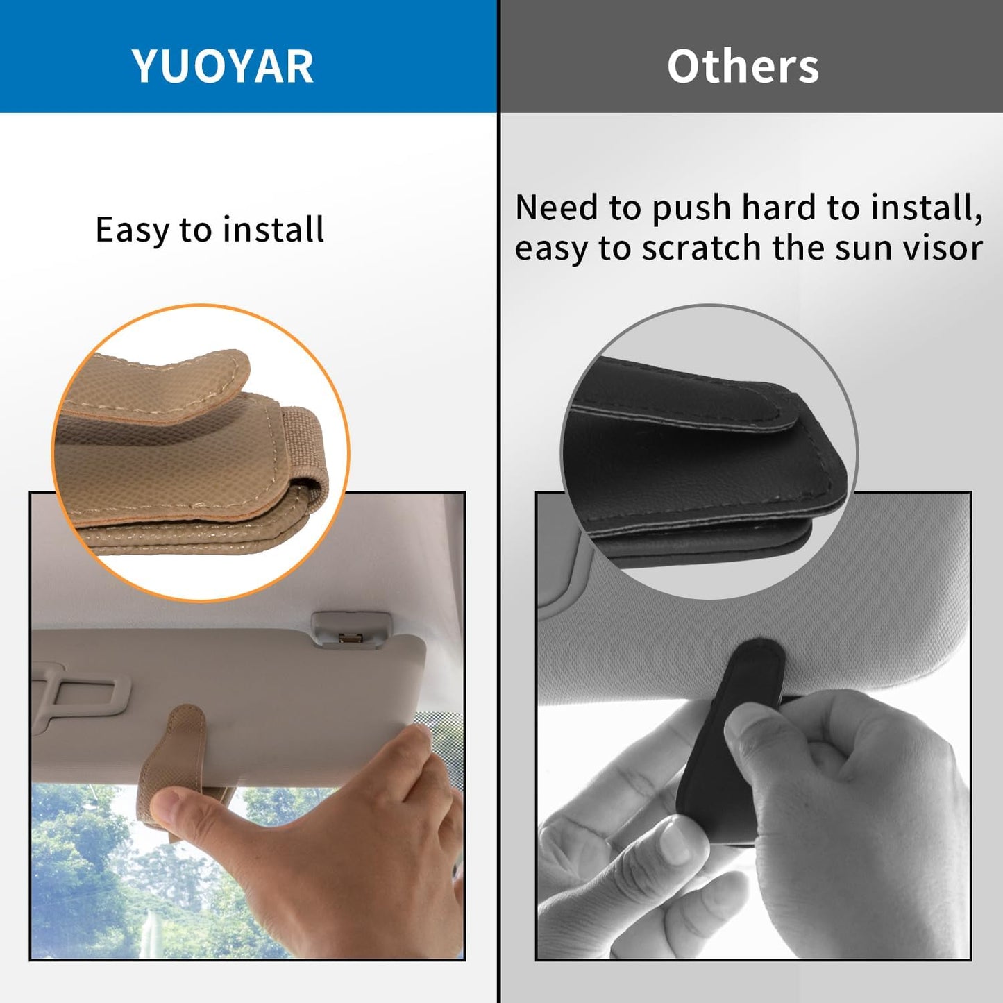 Yuoyar 2 Packs Magnetic Sunglass Holder for Car Visor (Grey) | Magnetic Interior Car Accessories