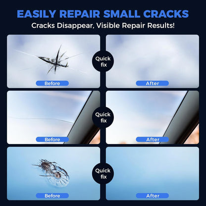 Windshield Repair Kit, Car Windshield Chip Repair Kit, Nano Glass Crack Repair, Auto Glass Crack Chip Quick Fix Tools, Bulls-Eye and Star-Shaped Crack-2 Bottles