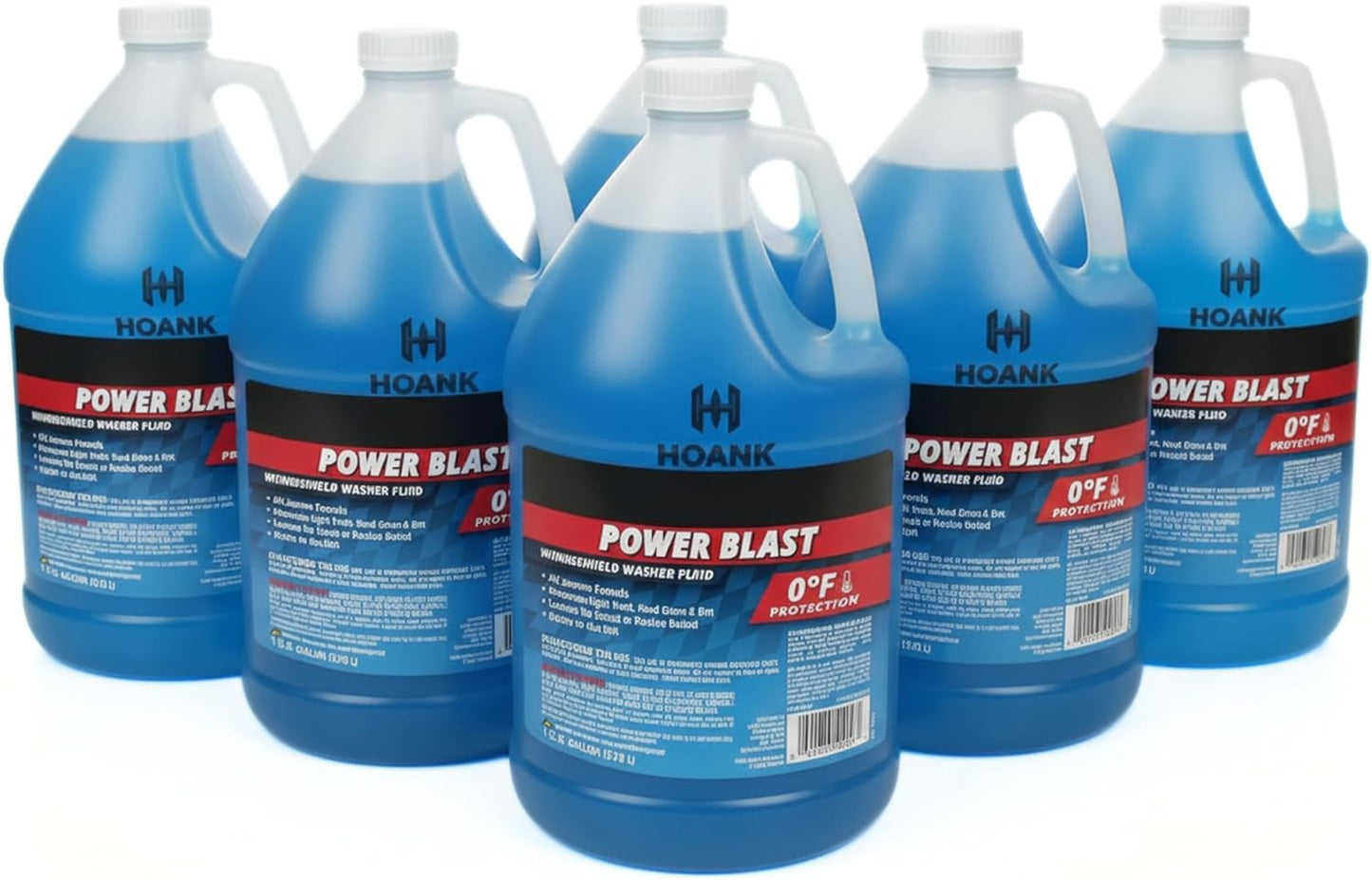 (6 Gallons) - Power Blast Windshield Washer Fluid, -20°F Protection, Blue, 1 Gallon Jug, Ready to Use (6 GALLONS, Blue Power Blast -20°F)