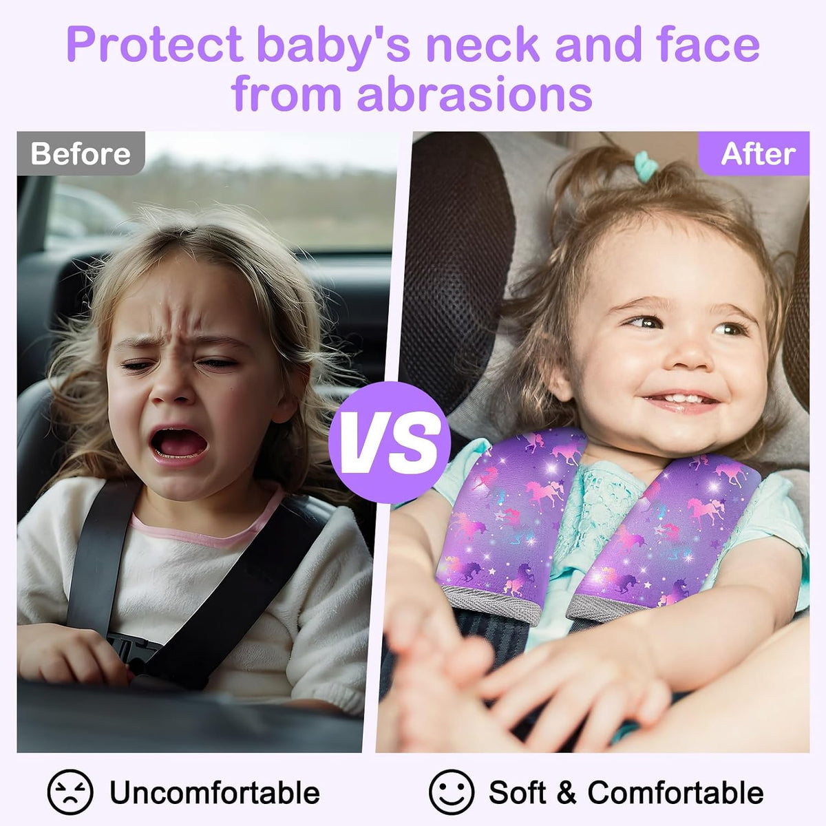 Seat Belt Cover Pad for Baby, Soft Seatbelt Cushion Covers for Kids 2Pcs Car Seat Strap Shoulder Pads for All Car Seats, Stroller, High Chair,Blue Dinosaur