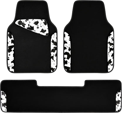 CAR PASS Waterproof Universal Car Floor Mats, Leopard Print Car Mats Fit for SUV,Vans,sedans, Trucks,Set of 4pcs Car Carpet with Driver Heel Pad and Nibs Backing, Leopard Car Accessories Gray Leopard