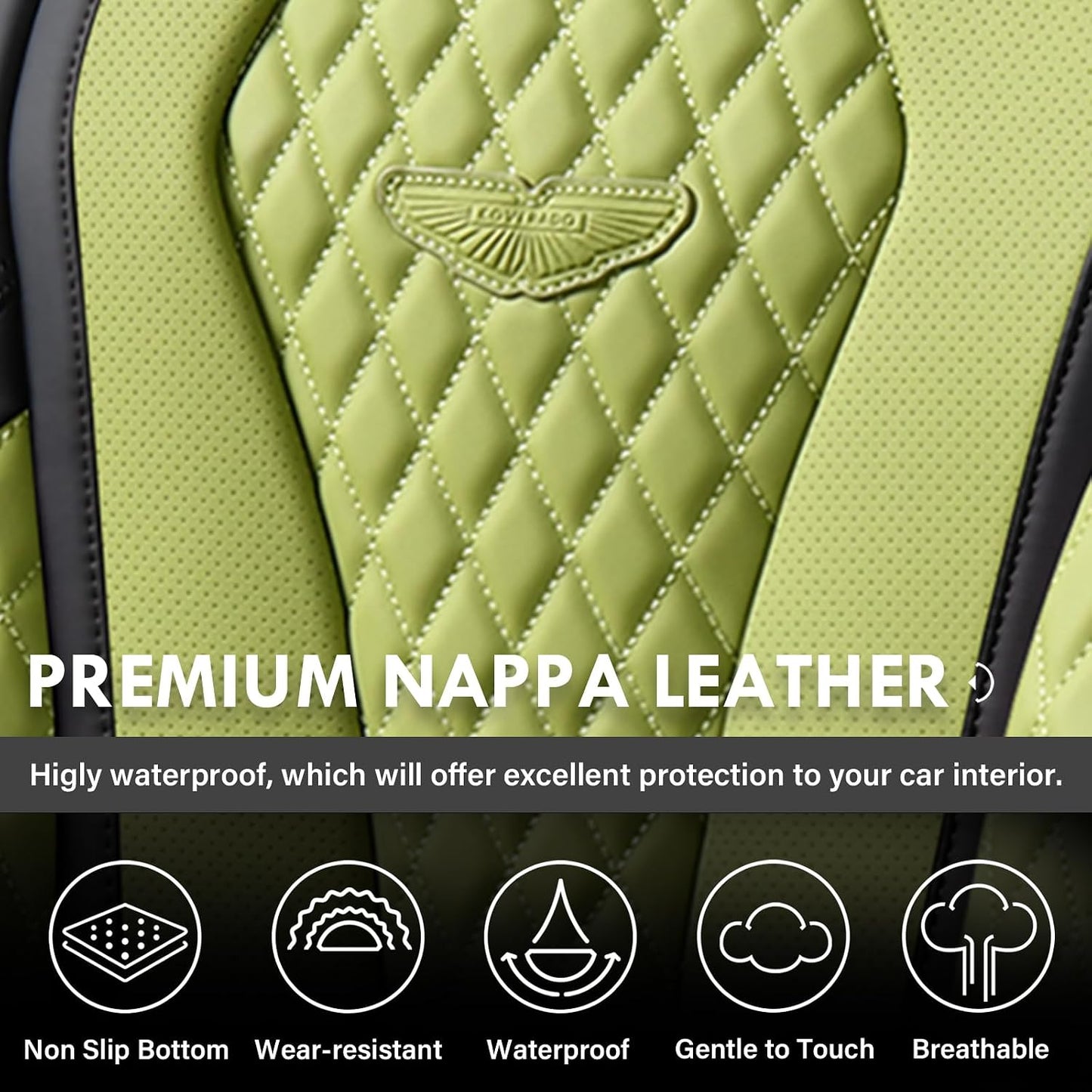 Coverado Seat Covers, Car Seat Covers Full Set, Black Car Seat Cover, Car Seat Covers Front Seats Back Seat Cover, Waterproof Car Seat Cushion, Leather Seat Covers Seat Protector Fit for Most Cars
