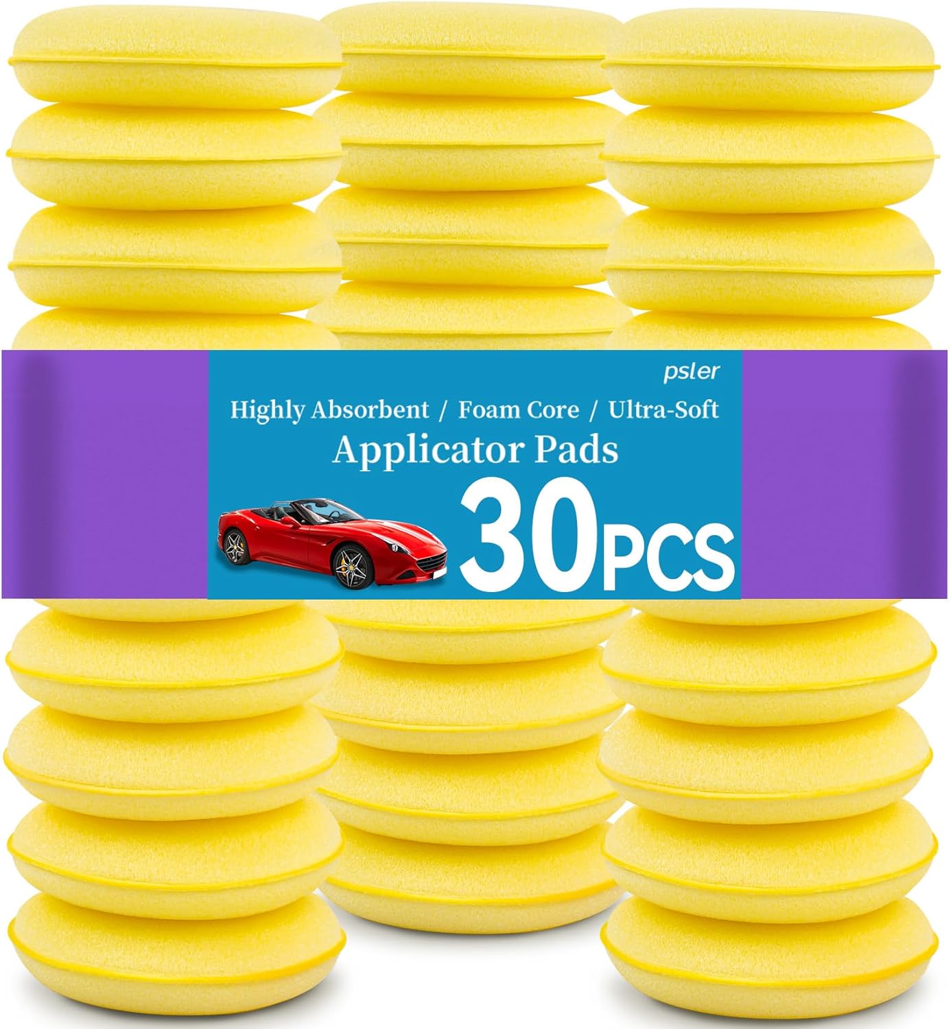 Car Wax Applicator Pad 24 PCS - Foam Applicator Pads 4 Inch Round Polishing Sponge for Tire Shine Waxing Detailing, Ultra Soft High Density Foam Pad for Car Polish, Scratch Repair & Wheel Dressing