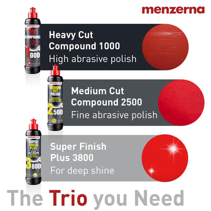menzerna Polishing Set 8oz – HCC1000, MCC2500 & 3800 | 3-Step System for Scratch Removal, Swirl Elimination & Mirror-Like Finish