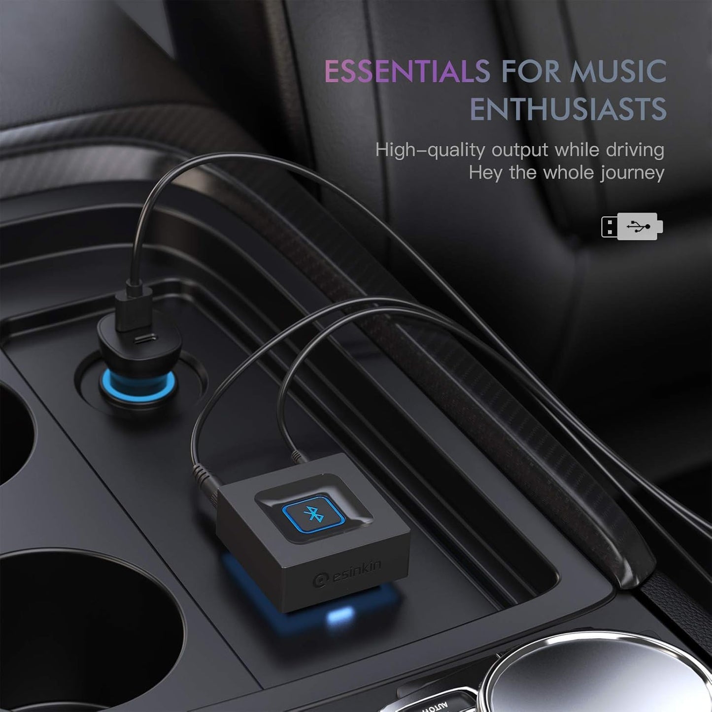 Esinkin Wireless Audio Receiver for Music Streaming Sound System Works with Smart Phones, Tablets and Car, Wireless Adapter for Speakers