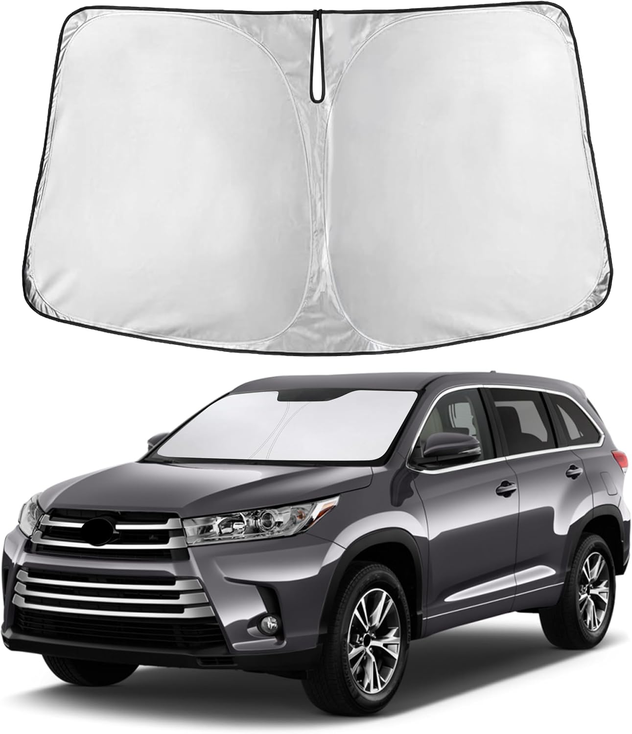 EcoNour Car Windshield Sun Shade | 2025 Upgraded Innovative No-Light-Pass Technology for Maximum Coverage | Foldable Sun Shade Keeps Your Vehicle Cool | Must-Have Car Accessories | Small (59" x 29") - Colors F